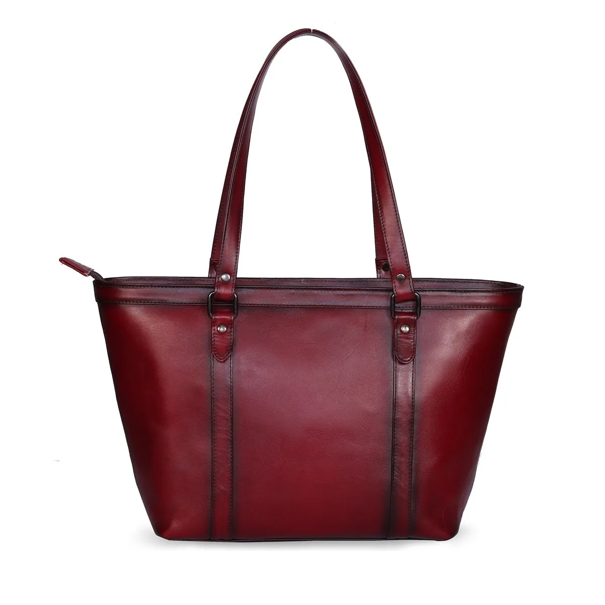 Wine Medium Hand Painted Leather Satchel By Brune & Bareskin