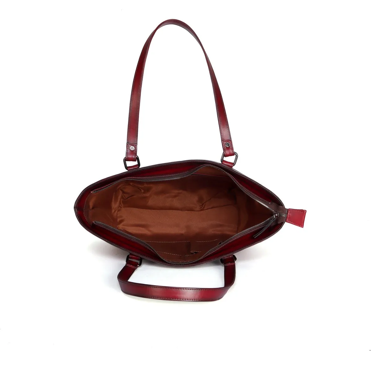 Wine Medium Hand Painted Leather Satchel By Brune & Bareskin