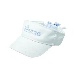 Winnie White Visor With Blue Bow - Girls