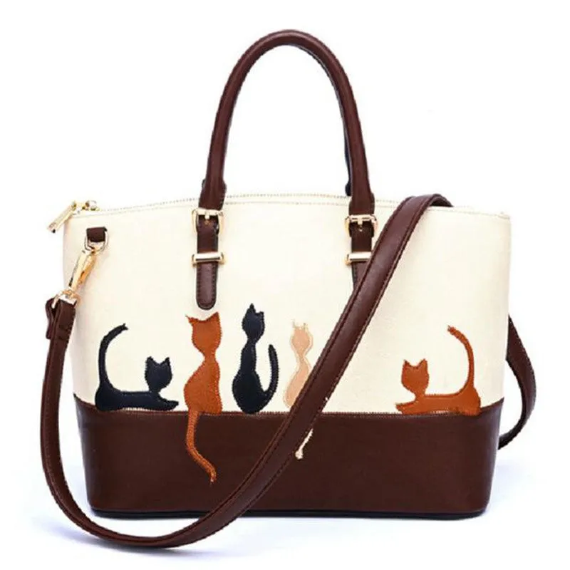 Women Tote Bag Cat PU Leather Shoulder Bags Designer Messenger Handbag Famous s Cross Body Purse Handbags