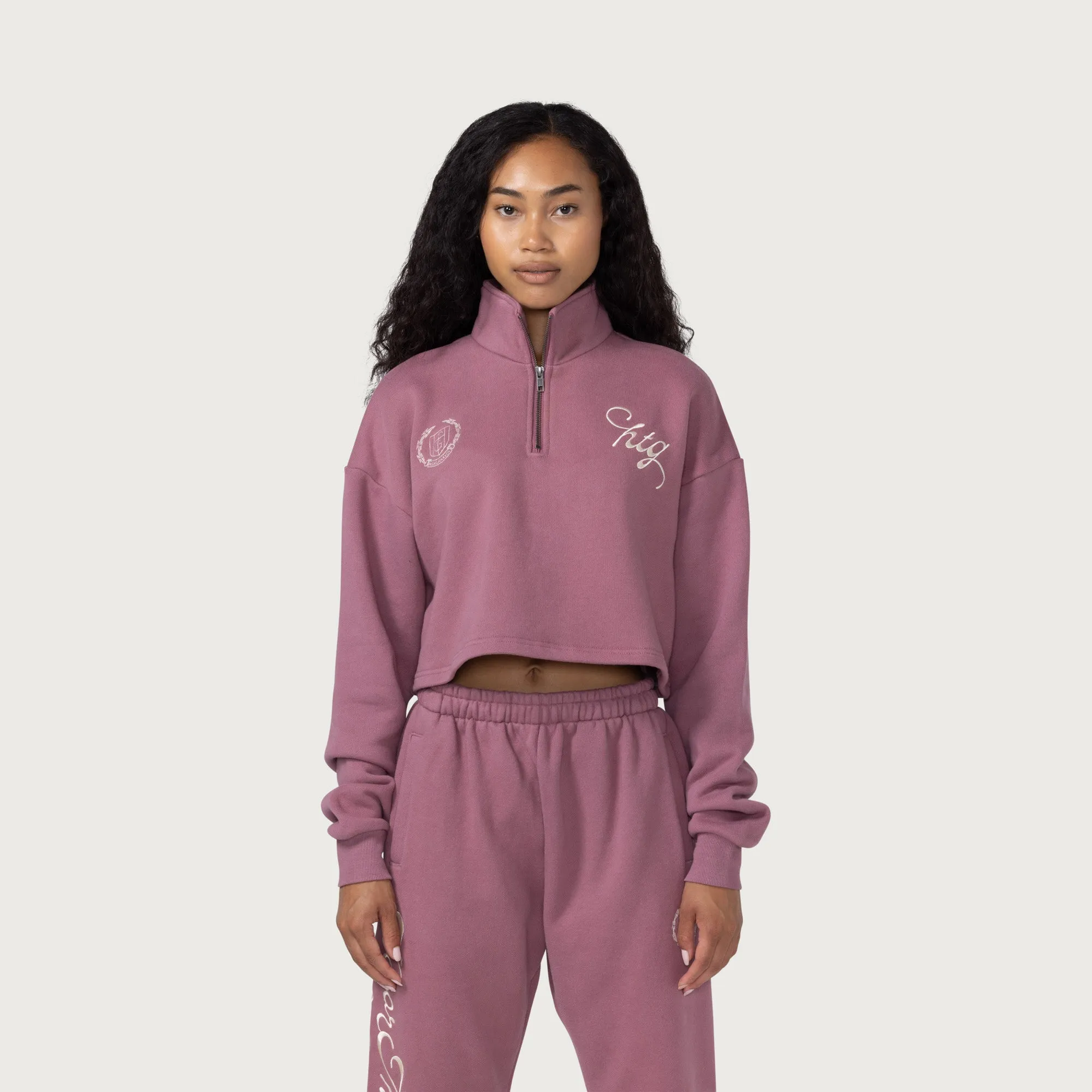 Womens 1/4 Zip Fleece - Mauve