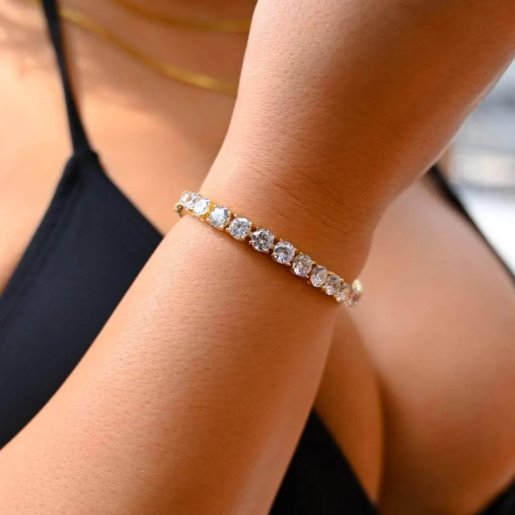 Womens 5mm Diamond Tennis Bracelet in Yellow Gold