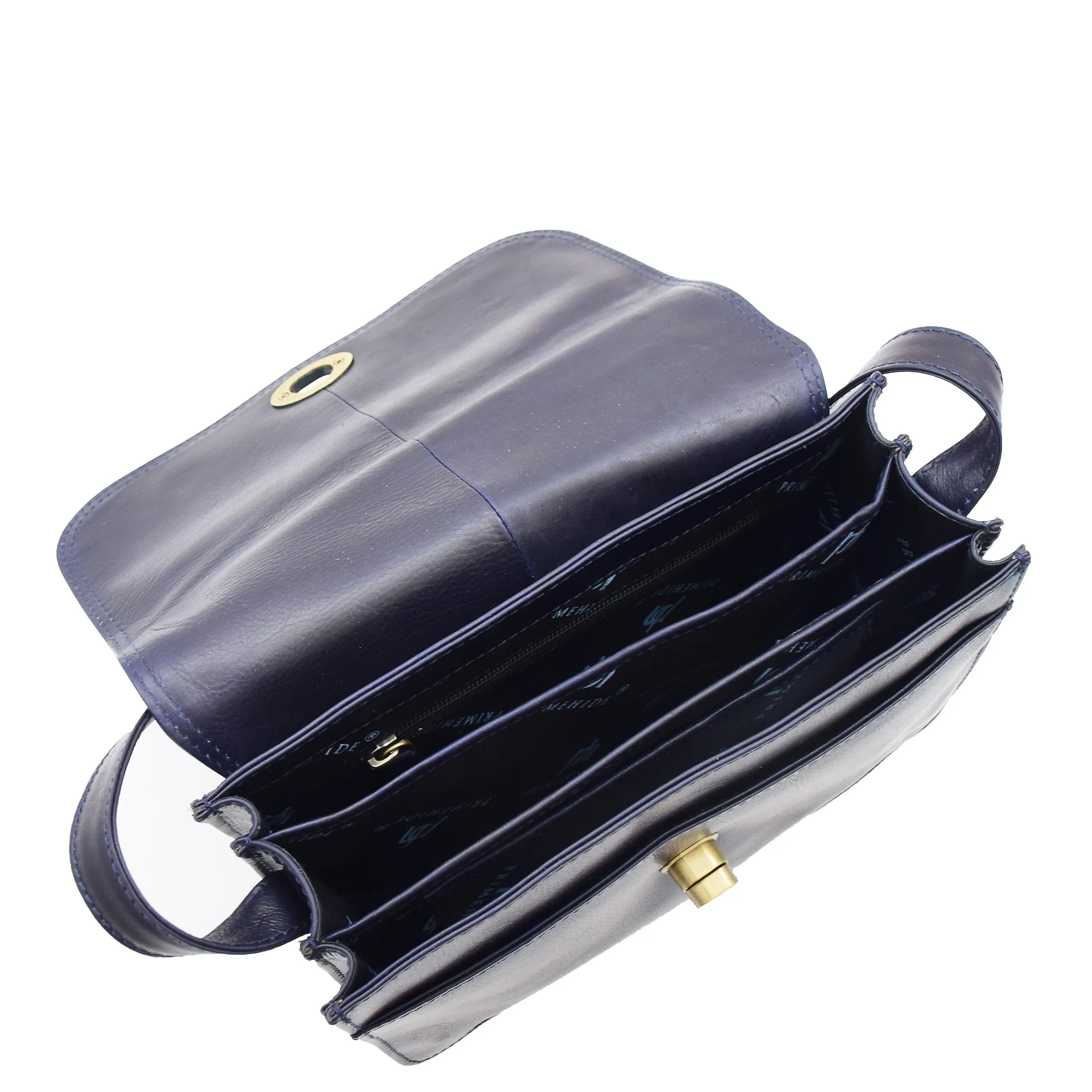 Womens Crossbody Bag Real Leather Messenger Organizer Handbag Alexandria Navy