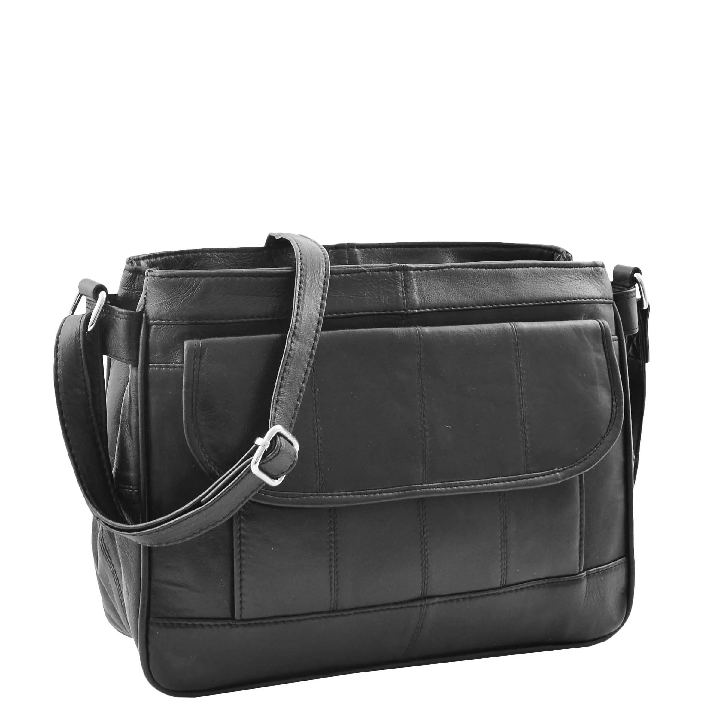 Womens Leather Cross Body Messenger Bag HOL002 Black