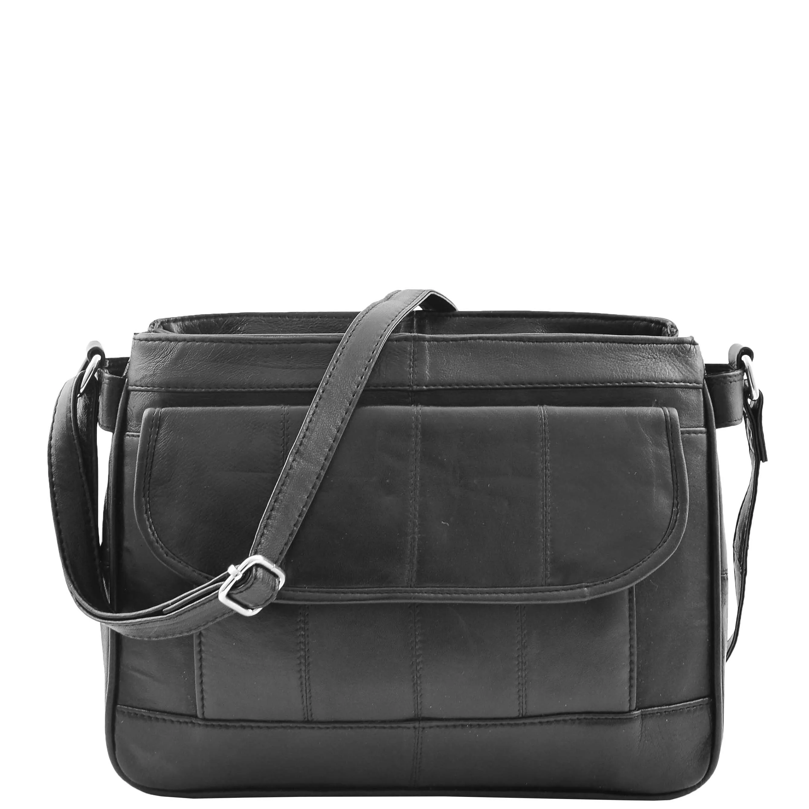 Womens Leather Cross Body Messenger Bag HOL002 Black