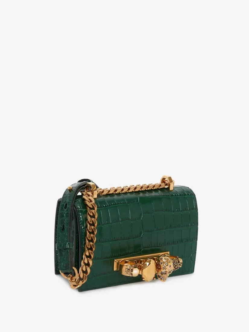 Women's Mini Jewelled Satchel in Emerald