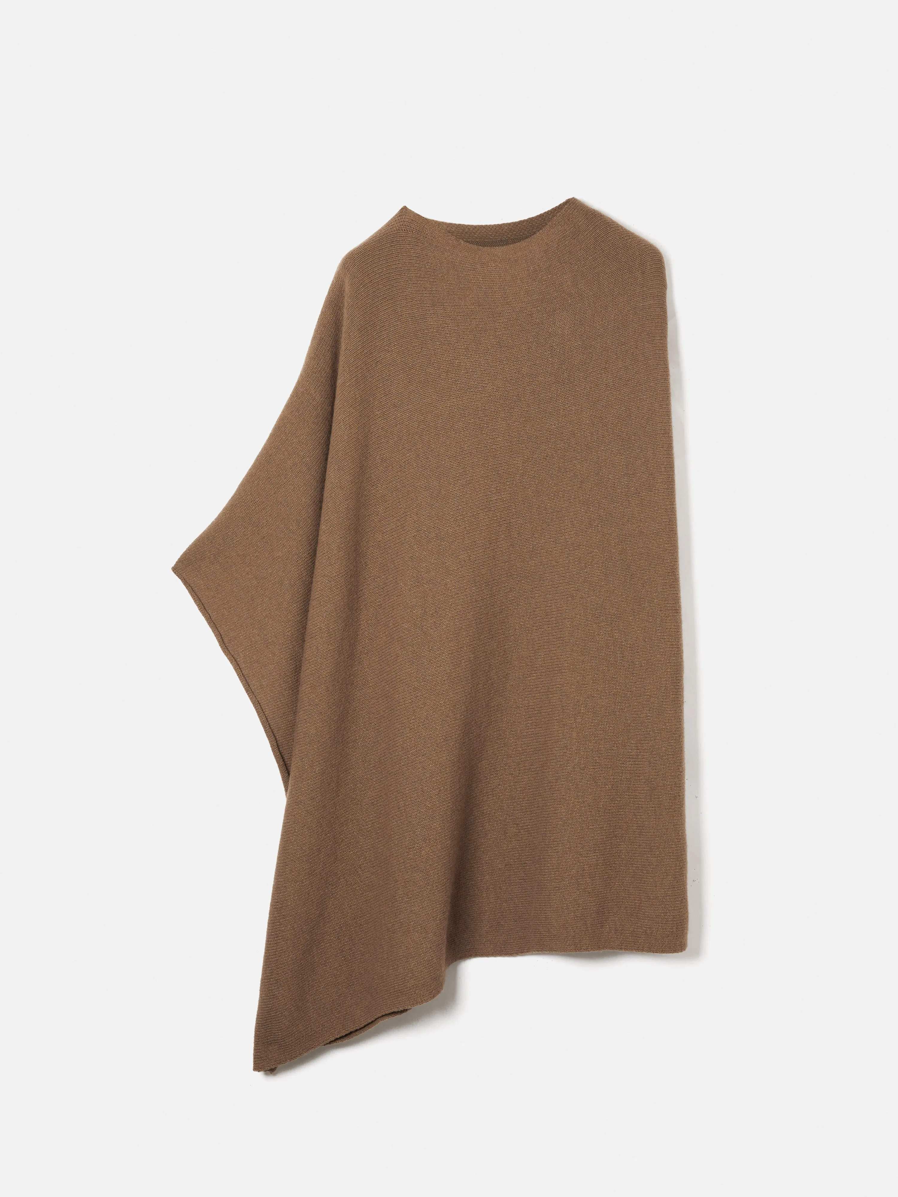 Wool Cashmere Blend Drape Poncho | Camel