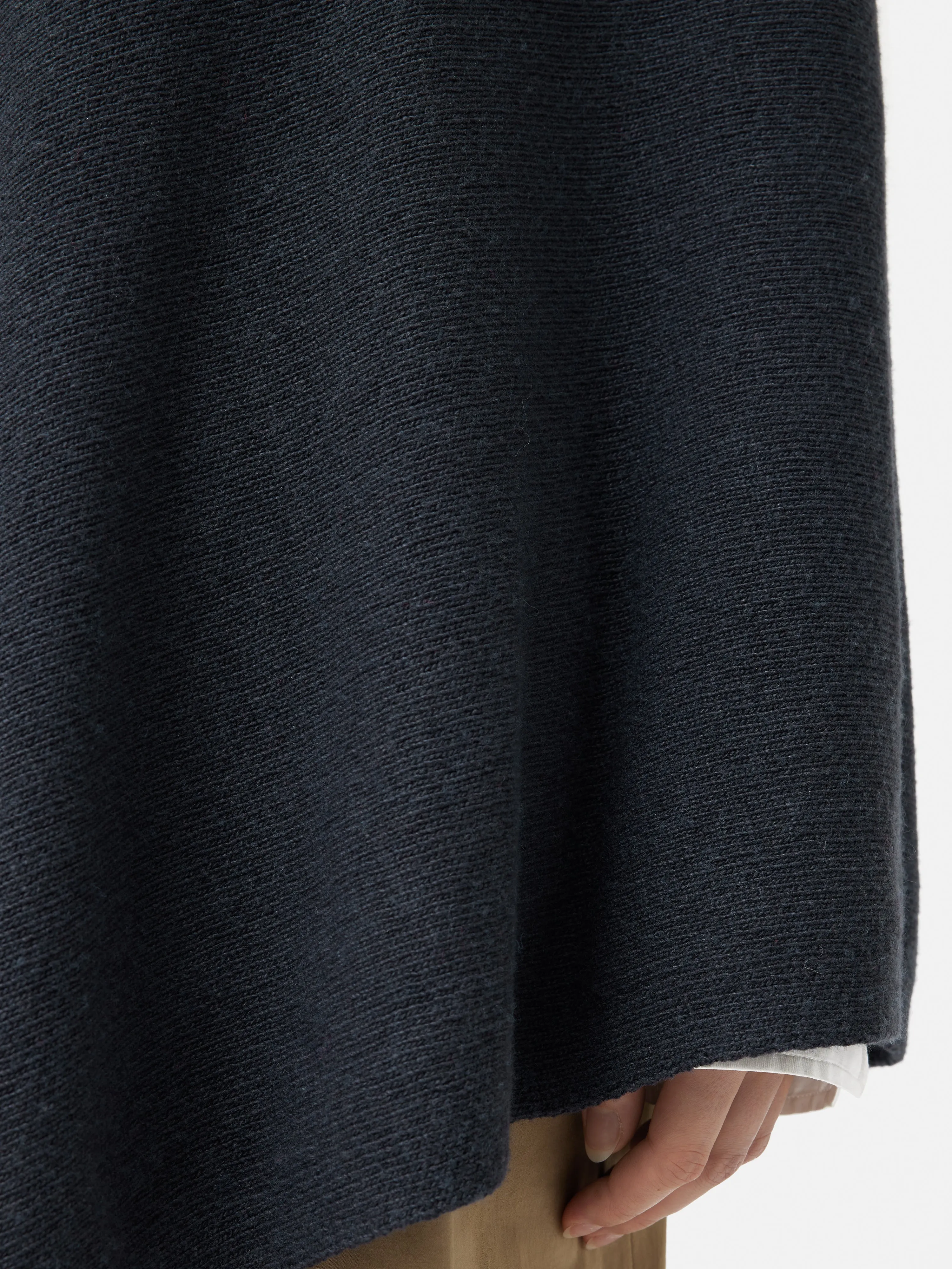 Wool Cashmere Blend Drape Poncho | Slate