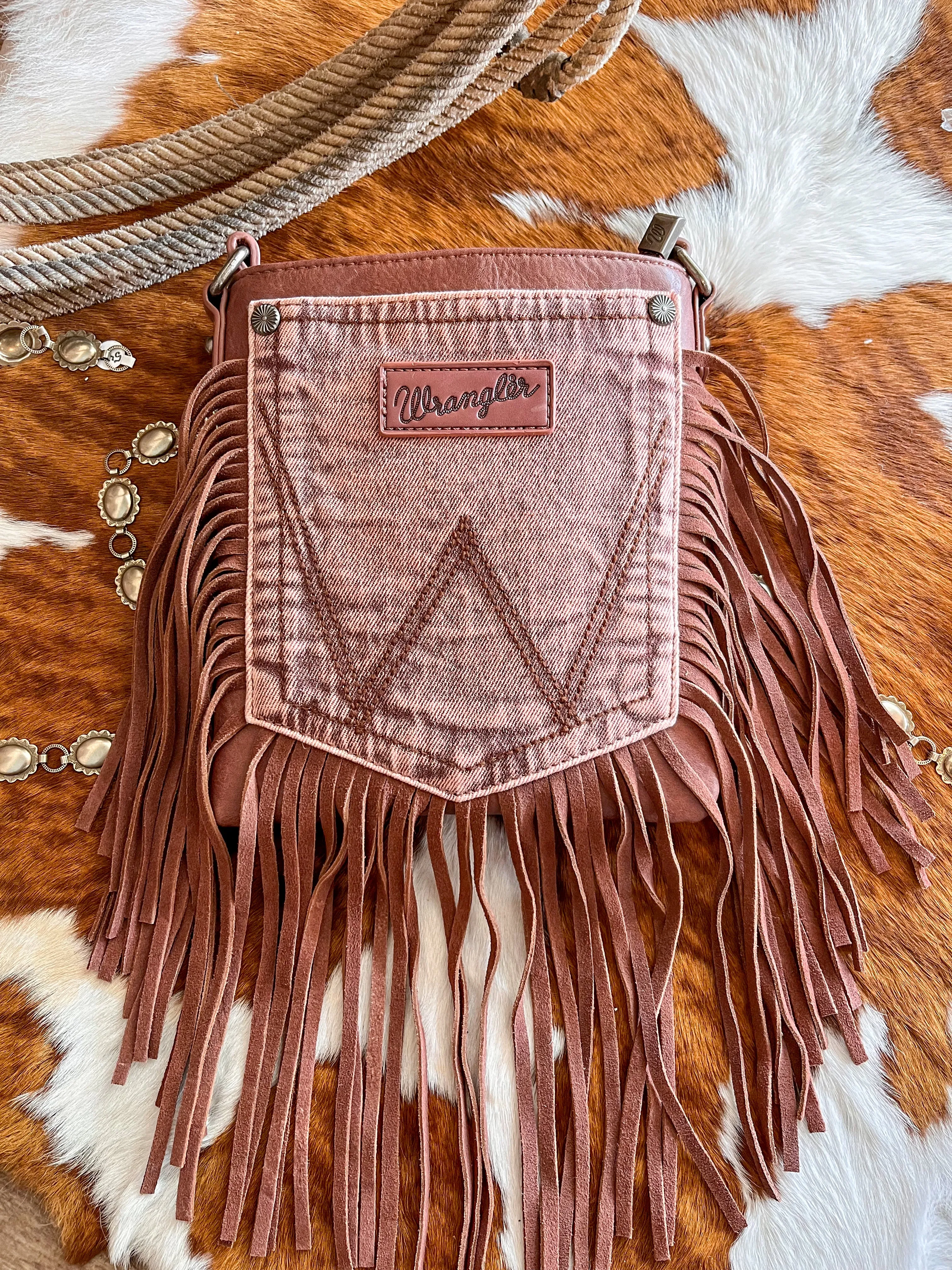 Wrangler Denim Pocket Crossbody in Mauve