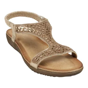 Wynn Gold Embellished Slingback Flat Sandals