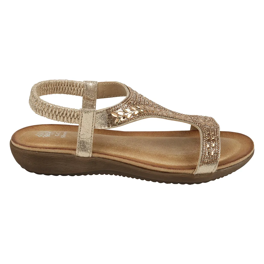 Wynn Gold Embellished Slingback Flat Sandals