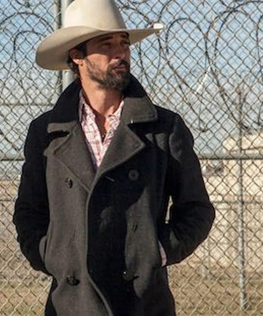 Yellowstone Ryan Peacoat - Ian Bohen Double-Breasted Coat